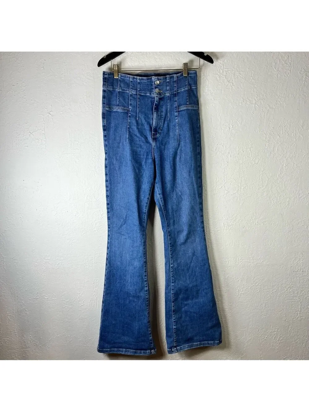 Free People Jayde Flare Stretch Jeans in Sunburst Blue